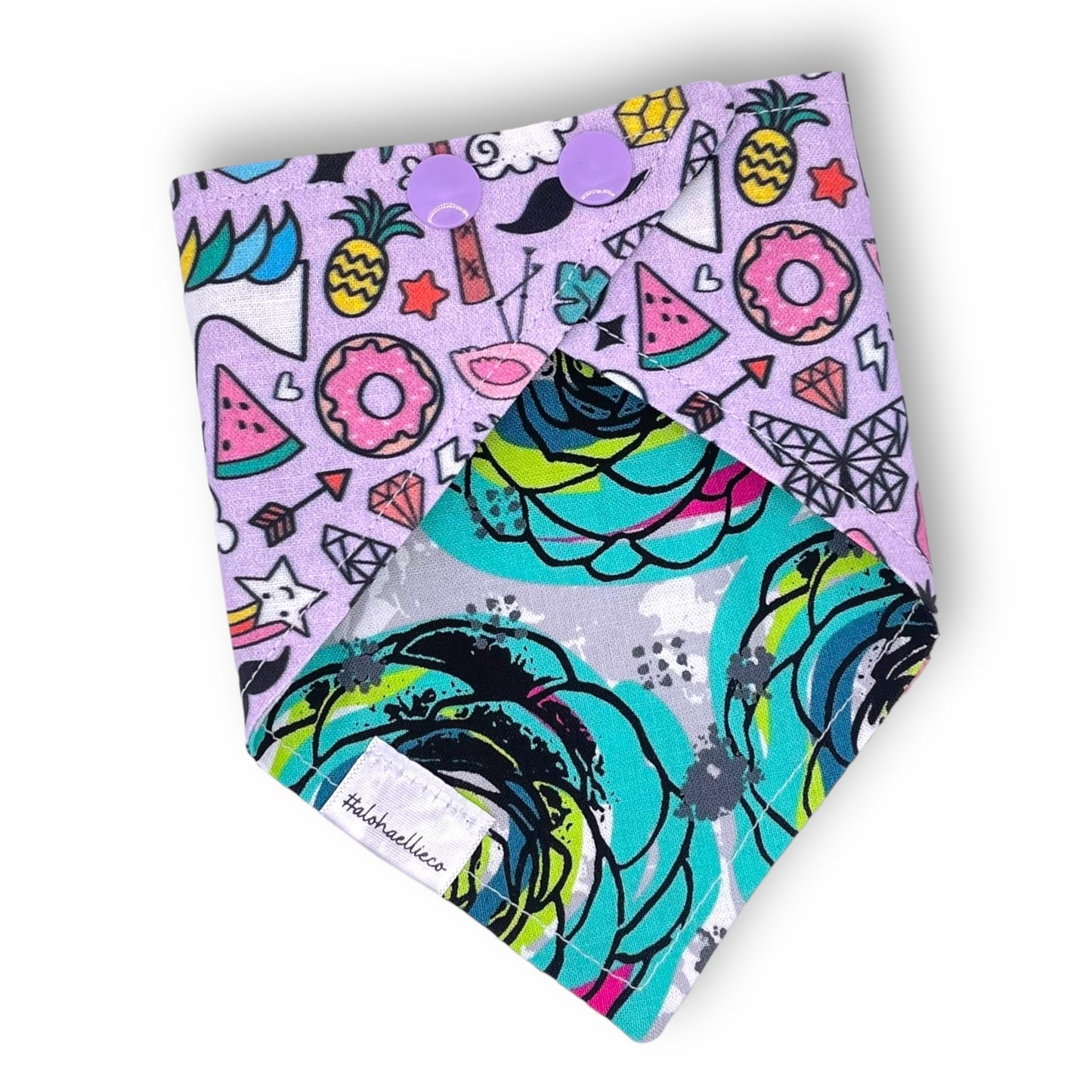 Purple Unicorn Doodles Reversible Pet Bandana