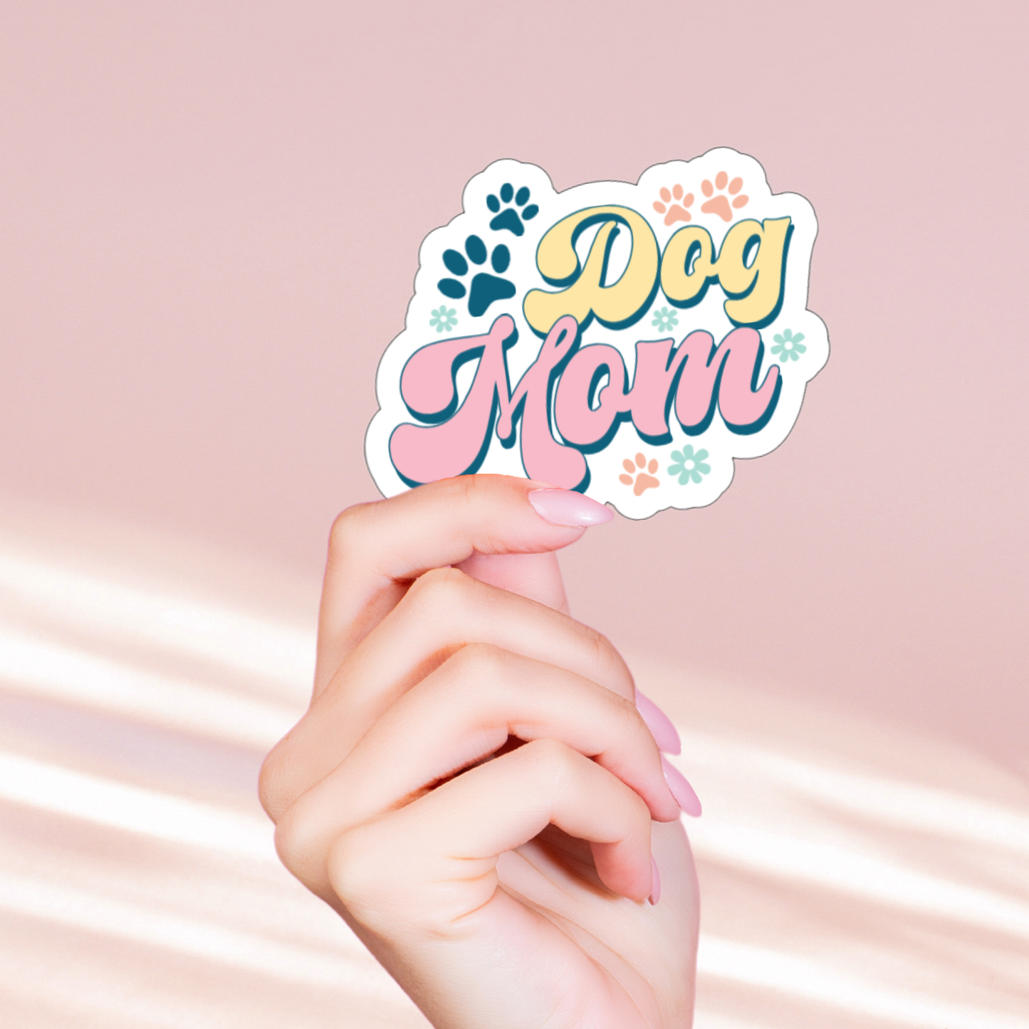 Retro Dog Mom Holographic Sticker