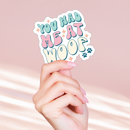 Retro You Had Me At Woof Holographic Sticker