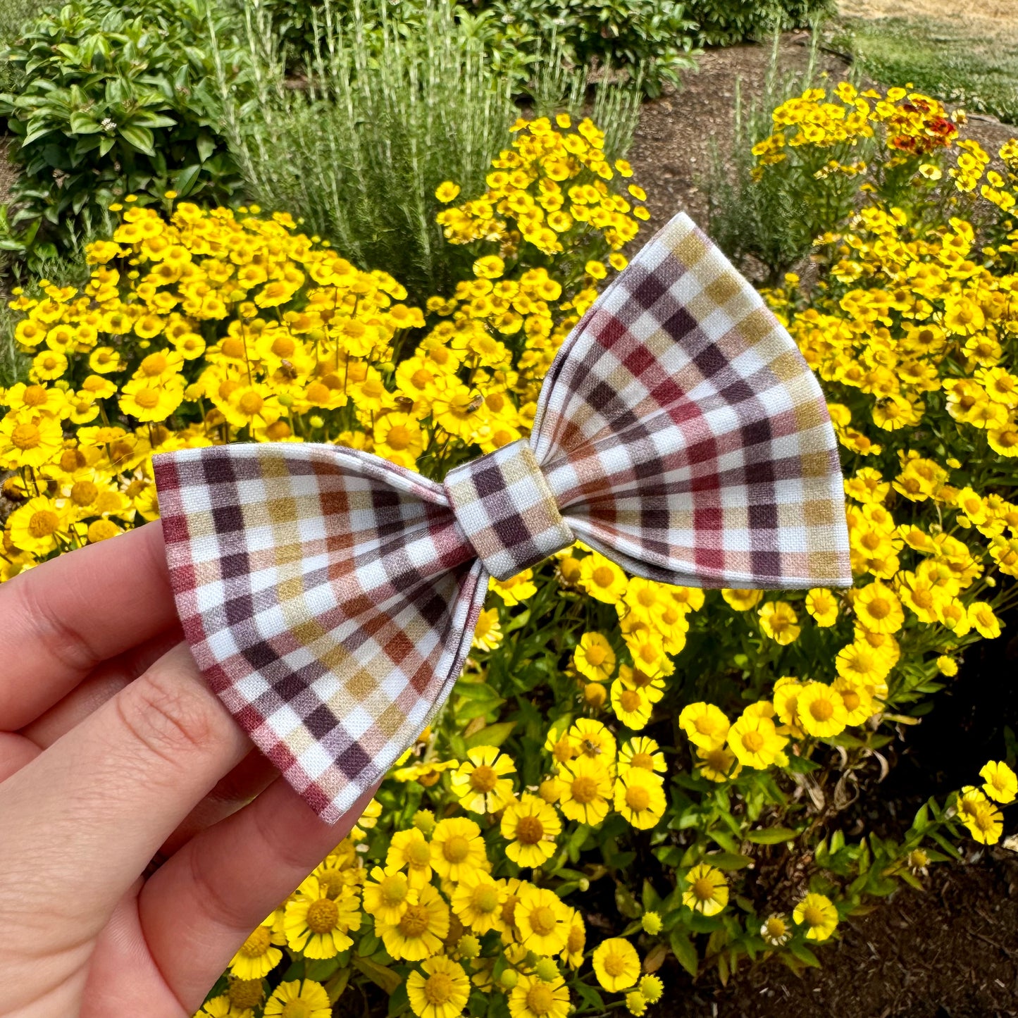 Fall Gingham Pet Bow Tie