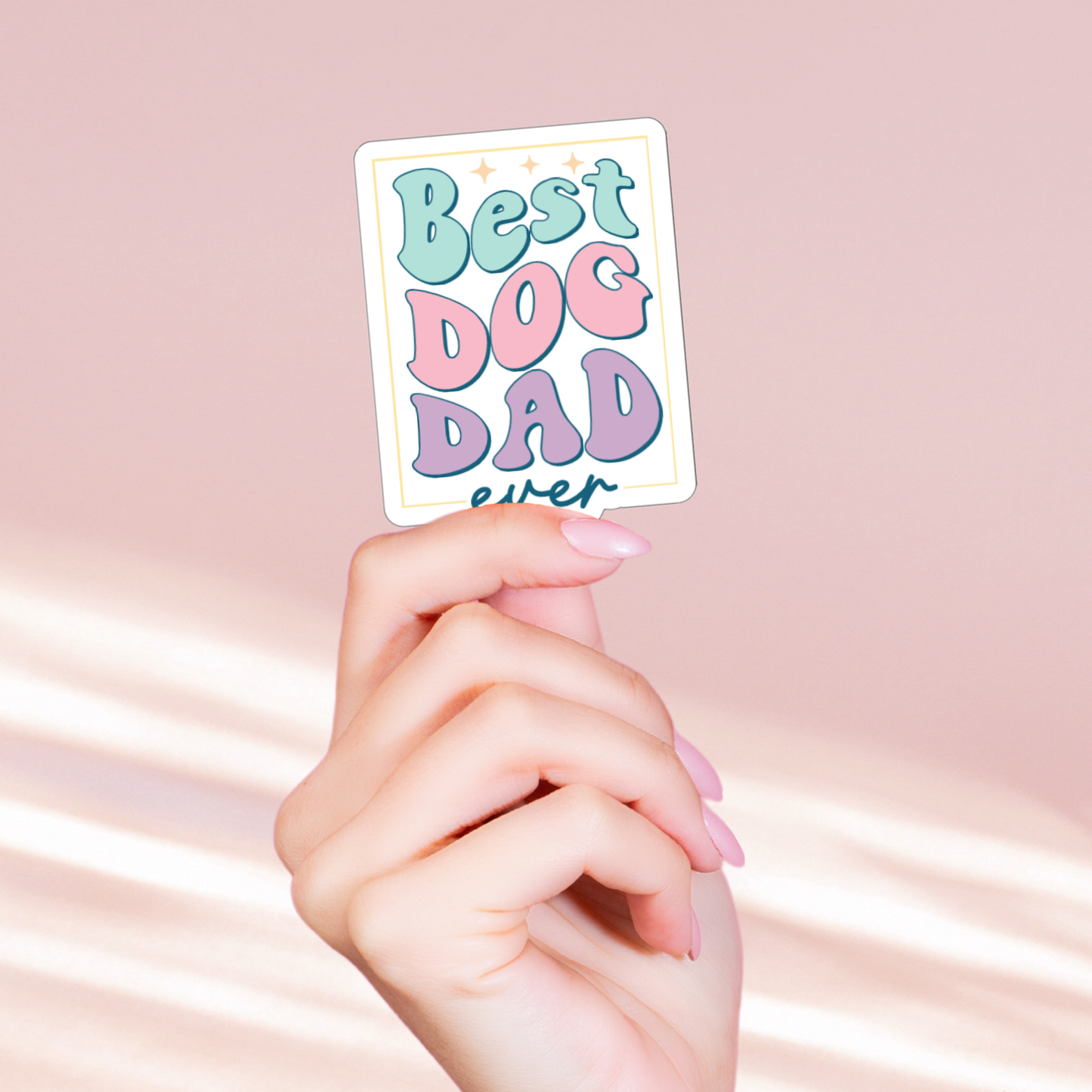 Retro Best Dog Dad Holographic Sticker