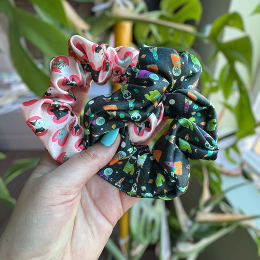 Satin Scrunchies - 2 Pack - Space Cats/Love Cats