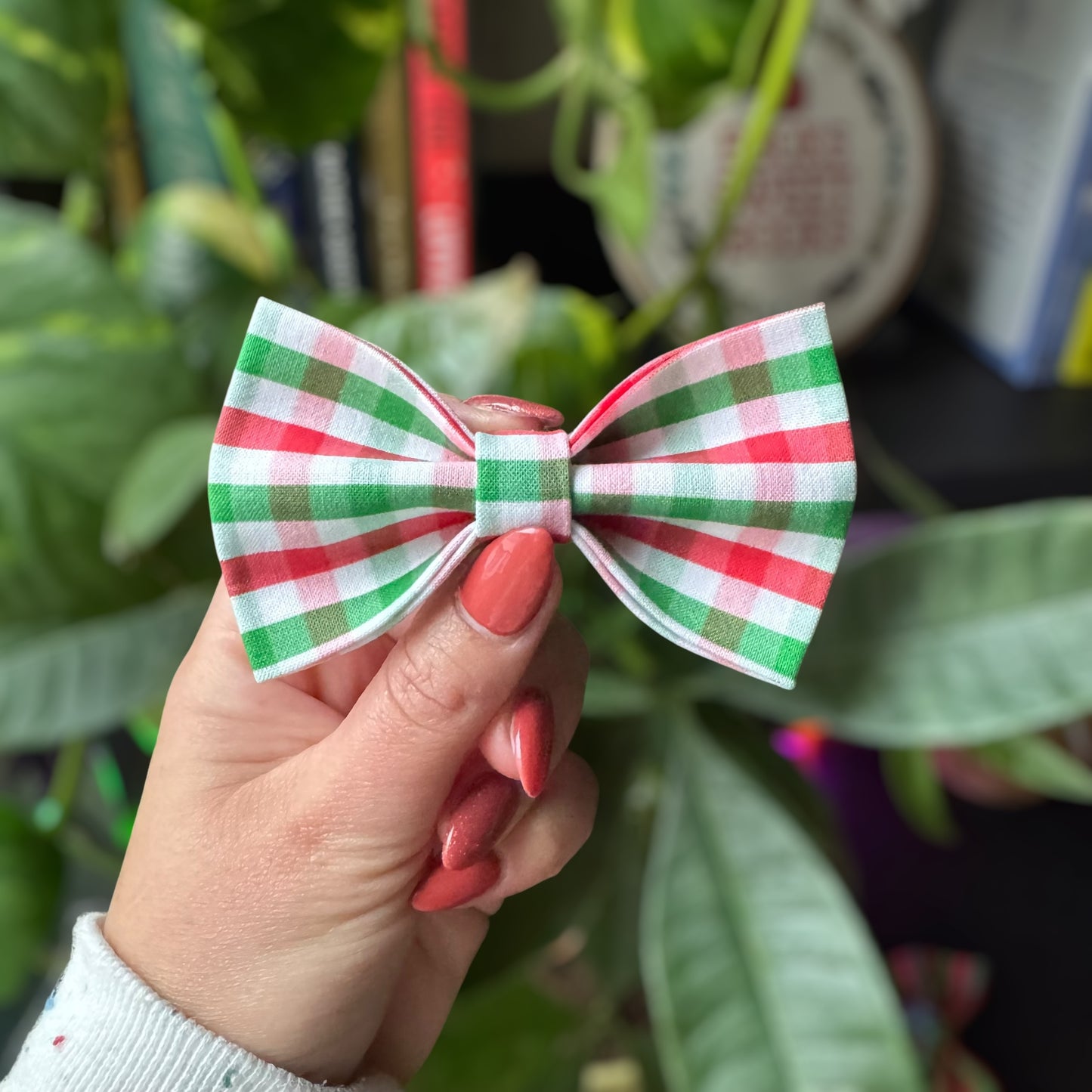 Christmas Gingham Pet Bow Tie