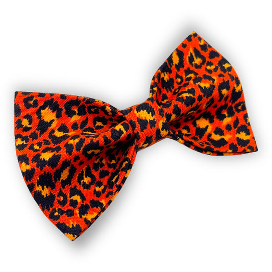 Orange Leopard Pet Bow Tie