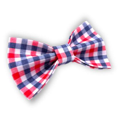 Patriotic Gingham Pet Bow Tie