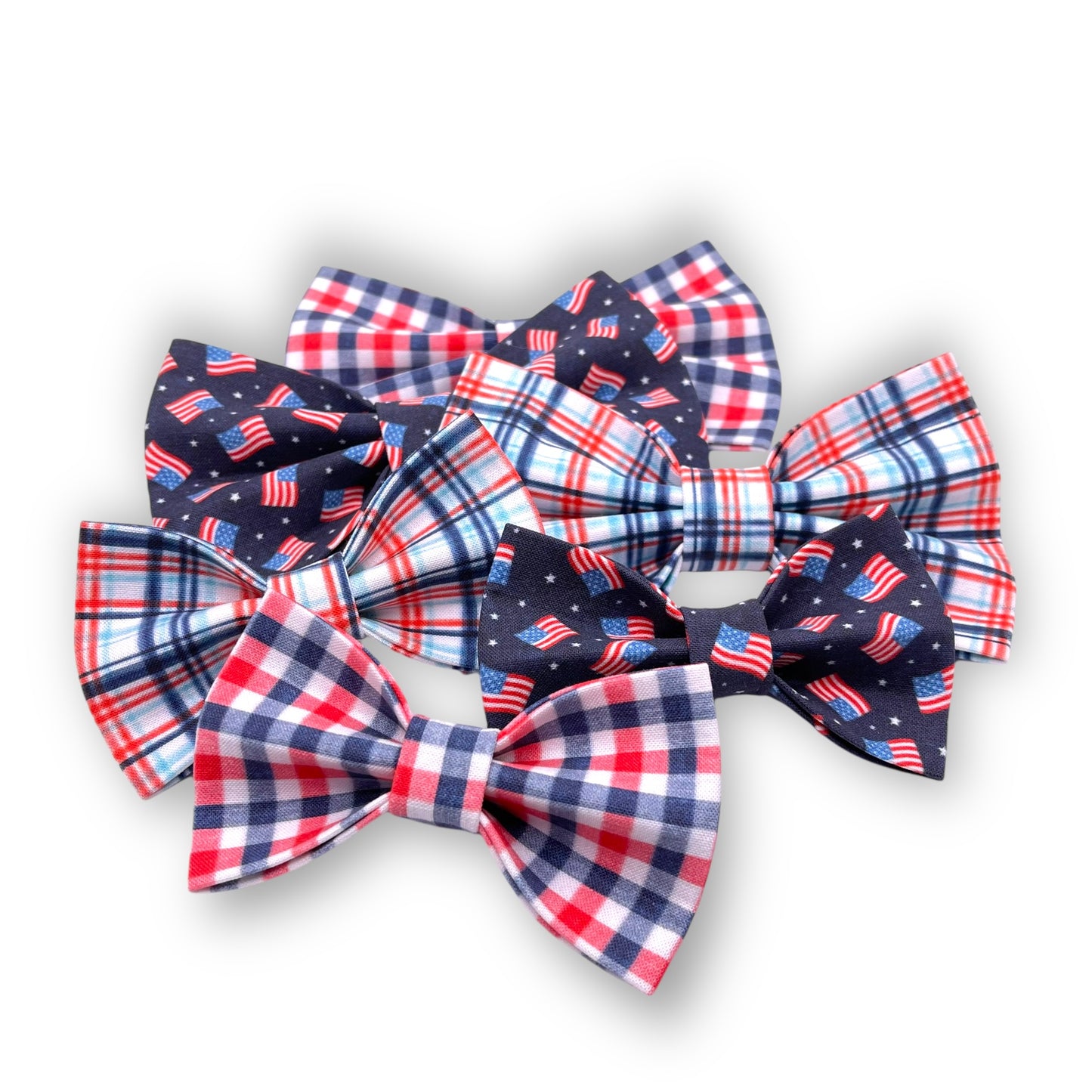 Patriotic Gingham Pet Bow Tie